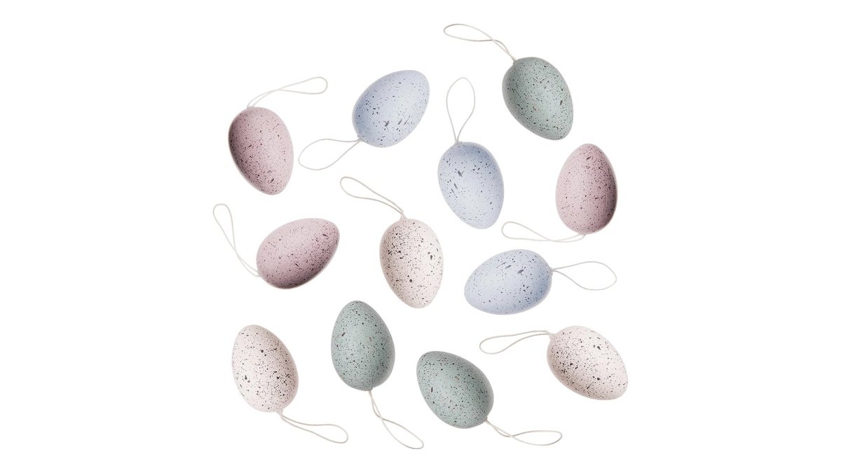 EASTER Kunsstoff Eier 6cm 12St, pastell BUTLERS Frankfurt