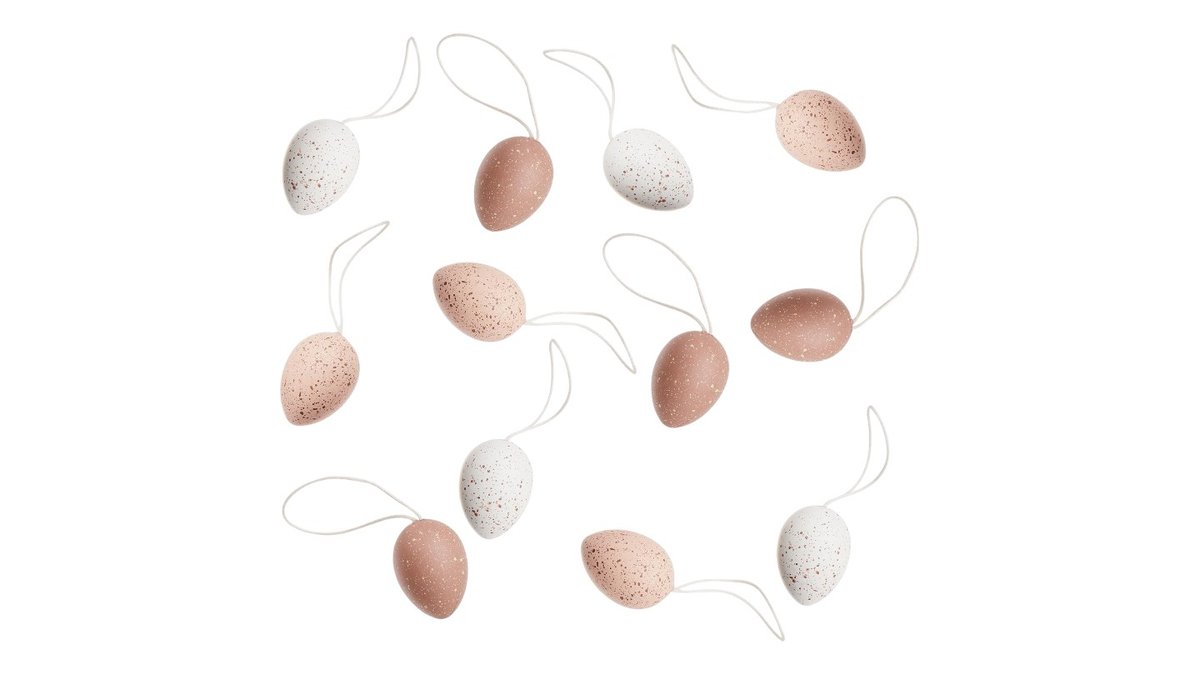 EASTER Kunsstoff Eier 4cm 12St, natur BUTLERS München Tal Wolt