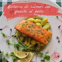 Hozzáadás a kosárhoz Bistecca di salmon con gnocchi al pesto