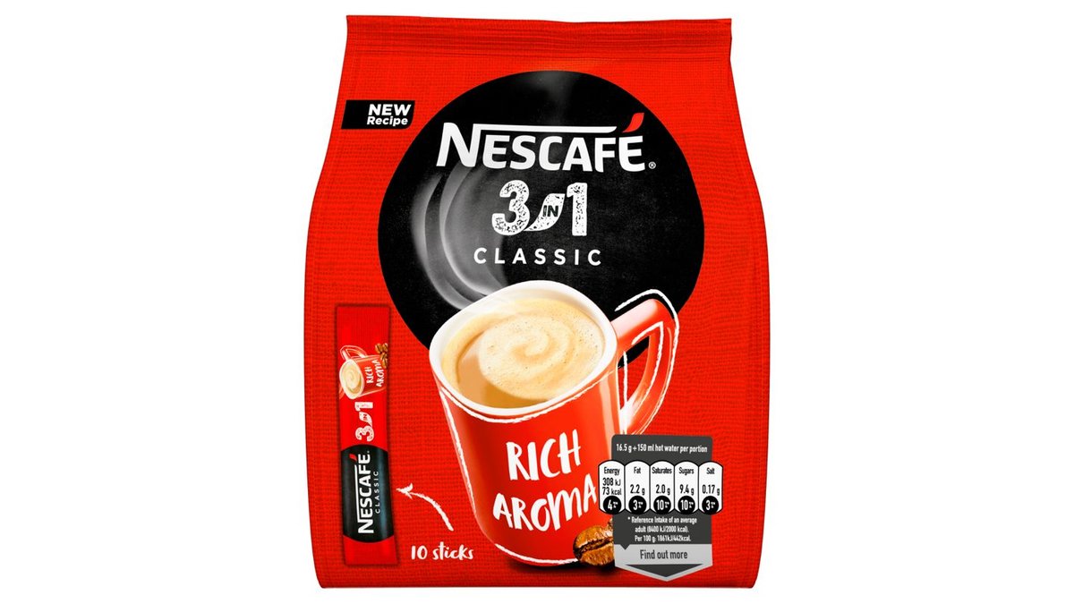 NESCAFÉ 3in1 Classic, instantní káva, 10 sáčků x 16,5g (165g ...