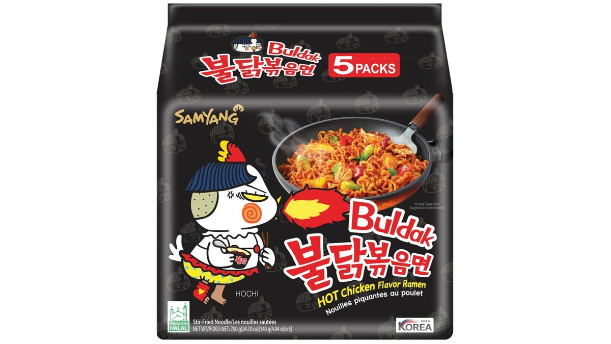 Samyang Hot Chicken Ramen - Buldak Kimchi Flavor 5 Pack 24.70oz