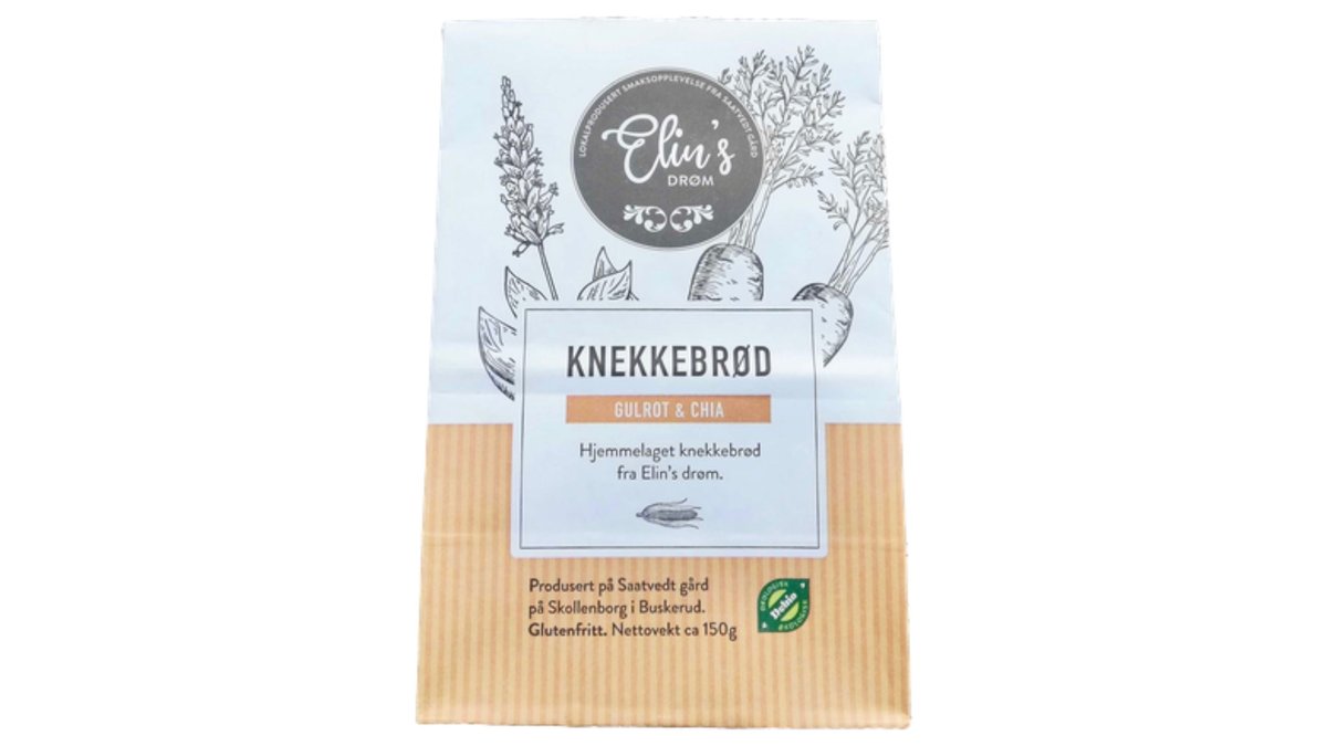 Knekkebrød Elins Chia & Gulrot 150g - Elin's Drøm